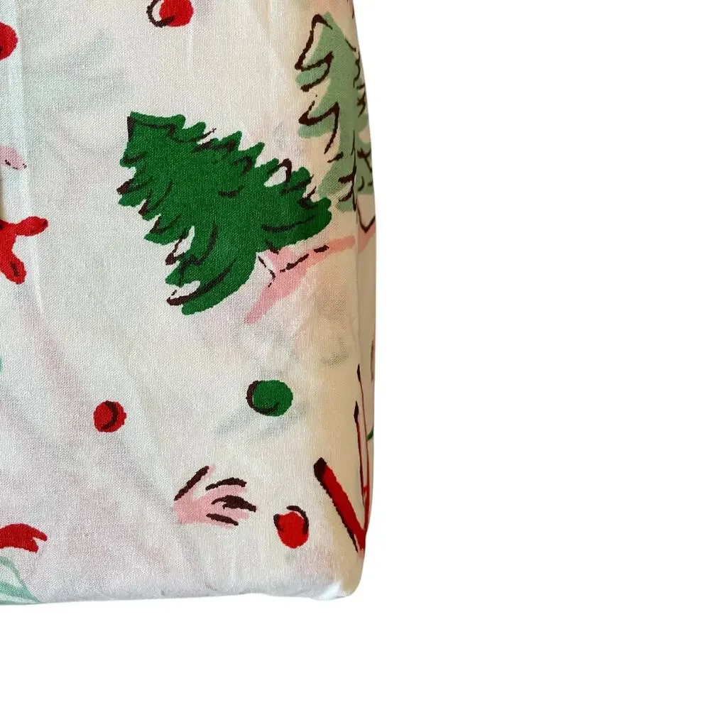 Cath Kidston London 4pc QUEEN Sheet Set Christmas Ditsy Deer Pink Cotton NEW